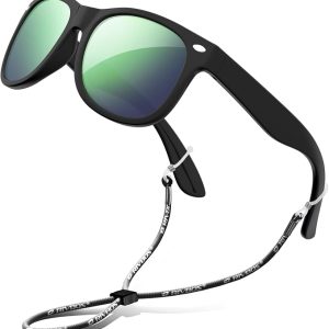 RIVBOS Kids Sunglasses Polarized UV400 TPE with Strap for Boys Girls RBK004